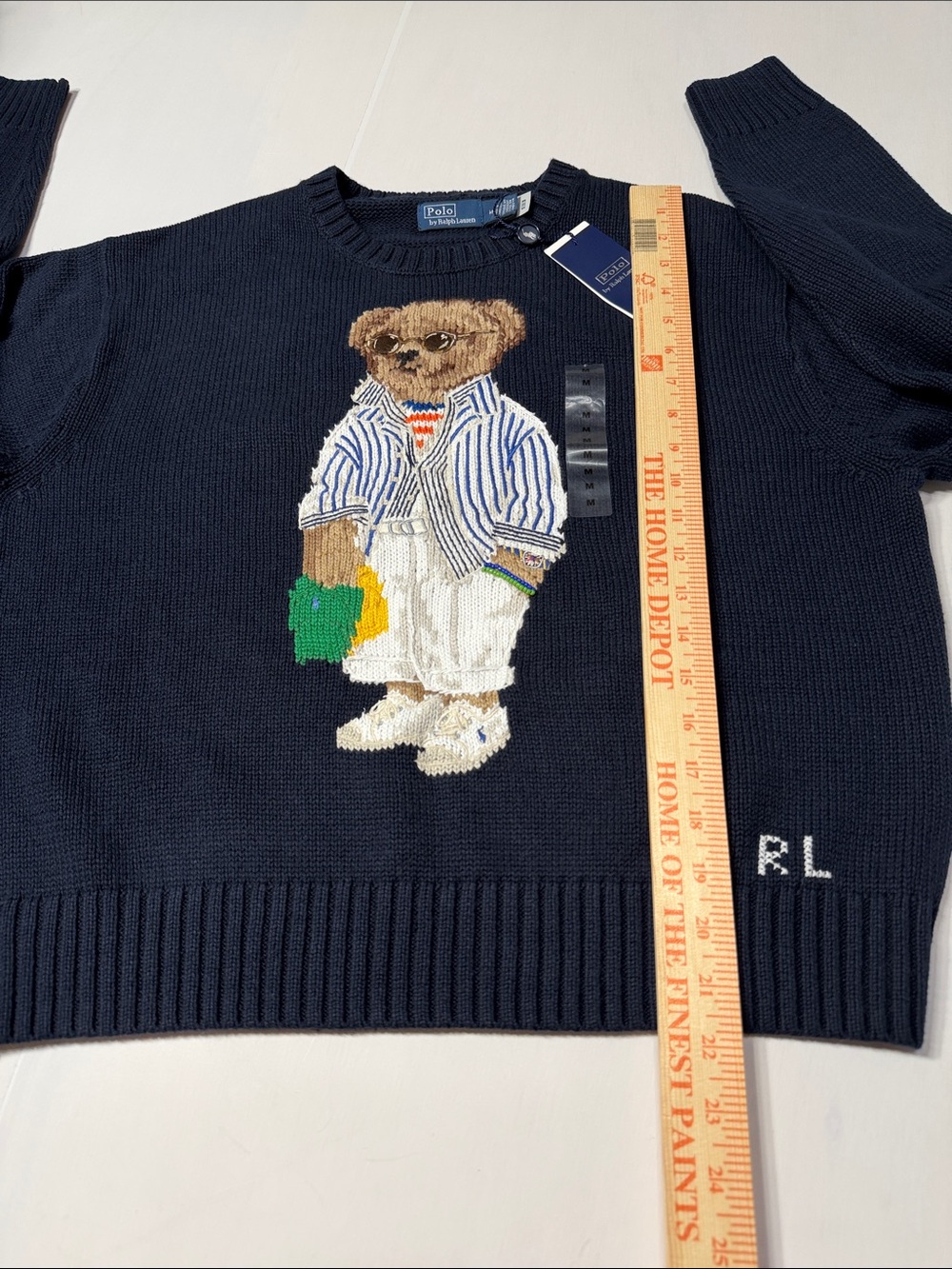 Polo by Ralph Lauren Navy Bear-Embroidered Cotton Crewneck Sweater M NWT - Picture 8 of 9
